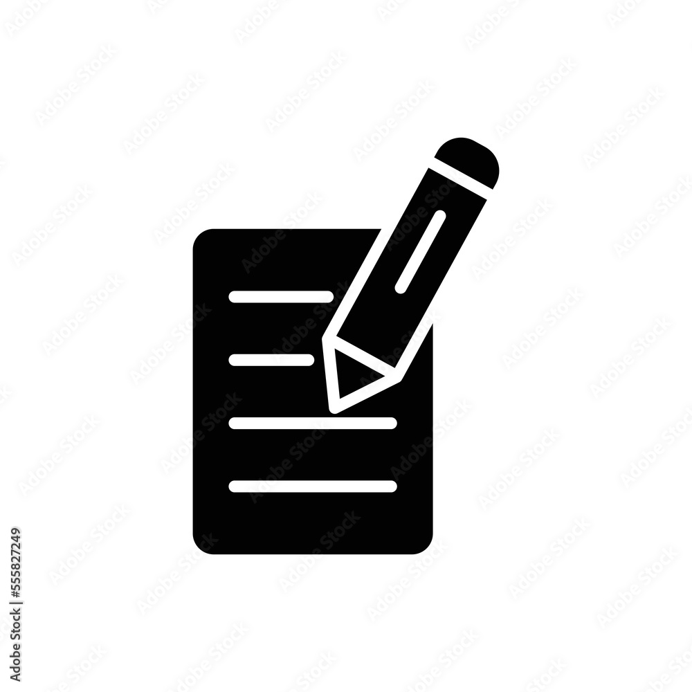 Poster pencil icon illustration with notes. suitable for contract icon. glyph icon style. icon related to c