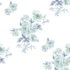 watercolor flowers , suitable for fabric, greeting card, wallpaper, packaging, seamless