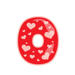 Obraz premium Zero alphabet number with heart valentine day