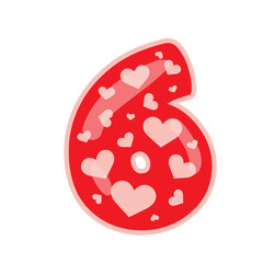 Naklejka premium Six alphabet number with heart valentine day