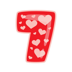 seven alphabet number with heart valentine day