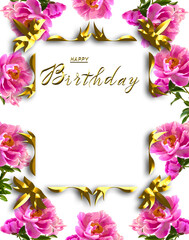 3d illustration of a birthday card with flowers, can also be used as a banner or flyer