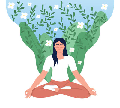 Mind harmony flat concept vector illustration. Woman in lotus position. Editable 2D cartoon characters on white for web design. Mental health care creative idea for website, mobile, presentation