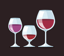group of wine glasses vector illustration
