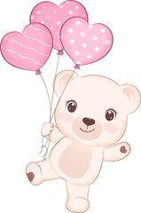 Bear and Heart balloons