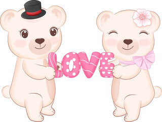 Couple Bear with Love alphabet