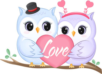 Cute Couple Owl valentine's day