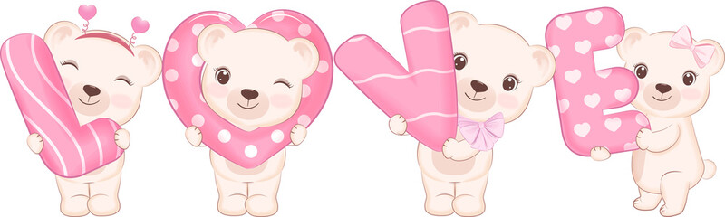 Couple Bear with Love alphabet