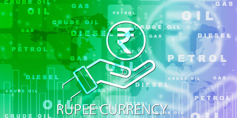 Rupee currency . 2D rendering illustration