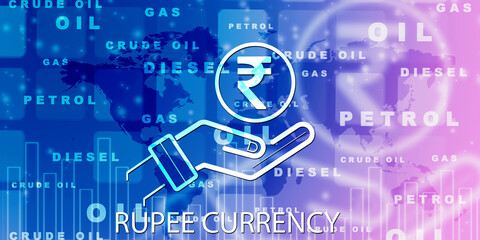 Rupee currency . 2D rendering illustration
