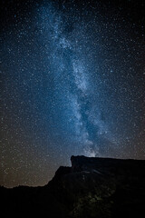 milky way, in the pyrenees, spain, stars in the black sky