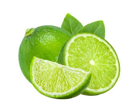 lime with leaf isolated on transparent png