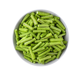 Long bean or cowpea in white bowl isolated on transparent png