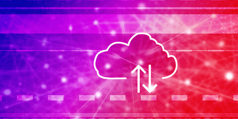 2d illustration Cloud with uploading downloading arrow 
