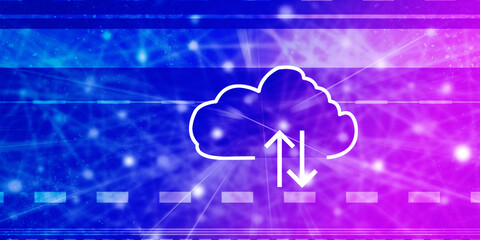 2d illustration Cloud with uploading downloading arrow 
