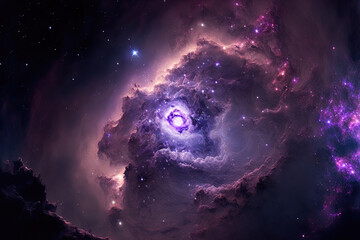 lovely purple The nebula universe is the scene. Generative AI
