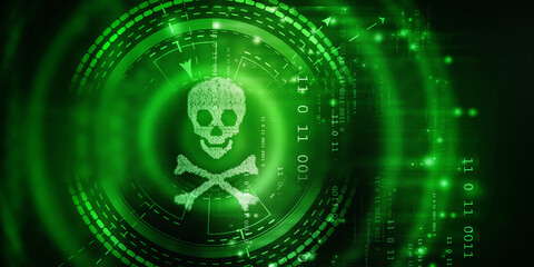 2d illustration abstract binary skull 