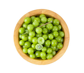 Indian gooseberry in wood bowl isolated on transparent png