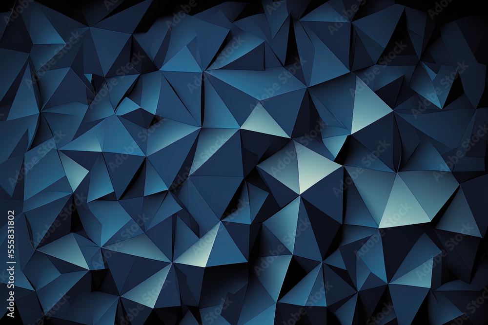 Poster low poly backdrop in dark blue. a polygonal designed example. a polygonal illustration with repeated
