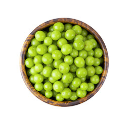 Indian gooseberry in wood bowl isolated on transparent png