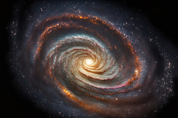 Milky Way galaxy in close up, with stars and cosmic dust in the background. Generative AI