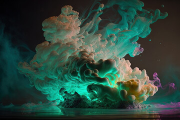 luminous ink cloud evaporation in water. Generative AI