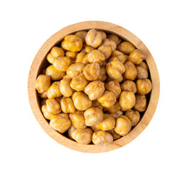 Chickpea in wood bowl isolated on transparent png