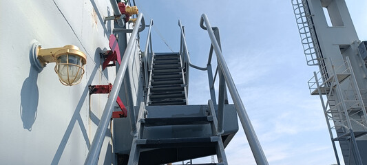 Ladder for walking up and down on a warship