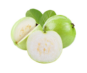 Guava fruit with leaf isolated on transparent png