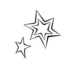 Vector outline star icon. Simple design element, clip art on theme of night sky, astronomy, space in doodle style. Hand drawn illustration.