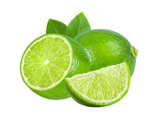 lime with leaf isolated on  transparent png