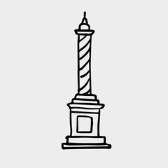 Flat drawing by hand. Illustration of a column. Isolated object on a light background.