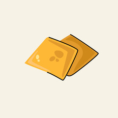 The picture shows slices of cheese. Vector illustration for design. Objects on a light background, hand-drawn.