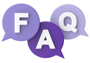 FAQ. Frequently Asked Questions. 3D illustration.