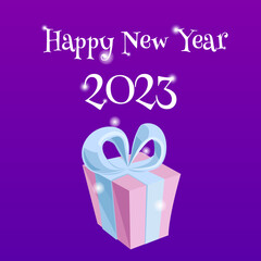 2023 Year New Year s Illustration. gift for the new year. Postcard. Vector illustration. Flat style.