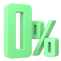 3D 0%. Zero percent installment. 3D illustration.