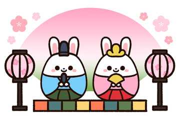 ひなまつりのかわいいウサギ
