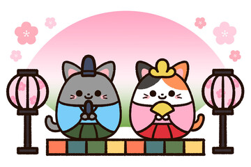 Fototapeta premium ひなまつりのかわいい猫