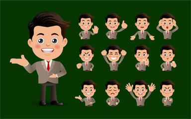 Cute Set - Set of business people with different emotion