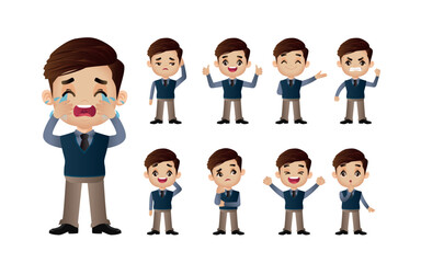 Cute Set - Set of business people with different emotion
