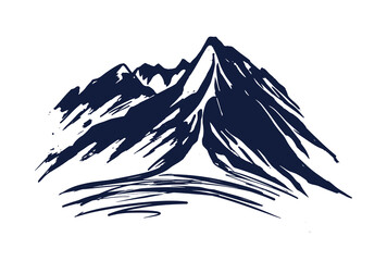 Rocky mountains, hand drawn style, vector illustration.