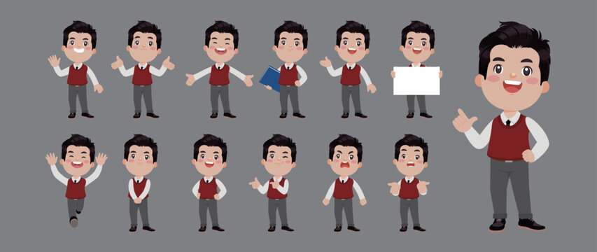 Set of people with different poses