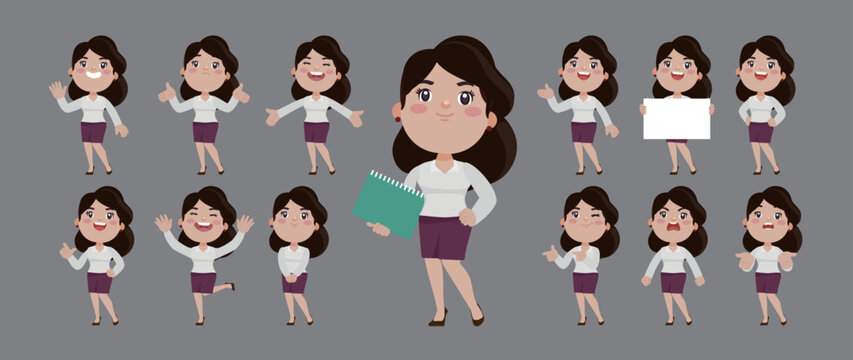 Set of people with different poses