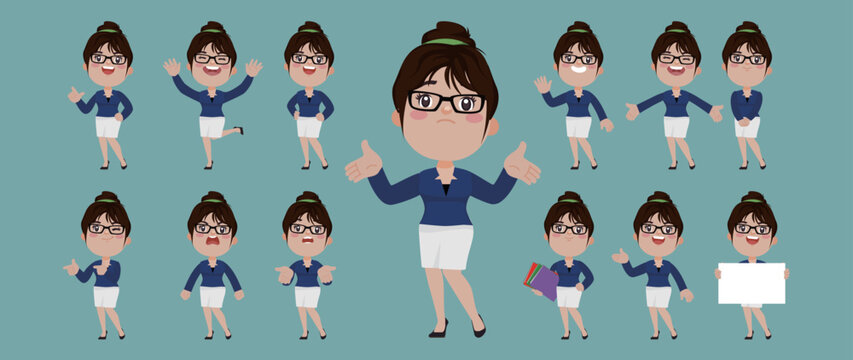 Set of people with different poses