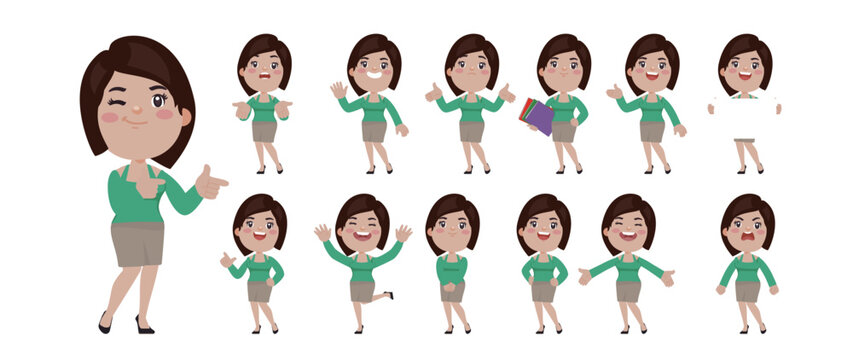 Set of people with different poses