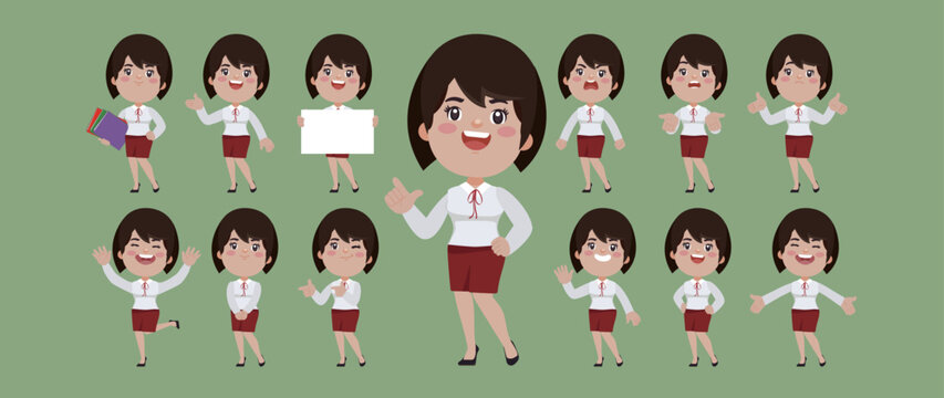 Set of people with different poses
