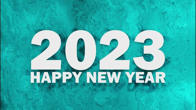New year text on Beautiful clear water 4k loop