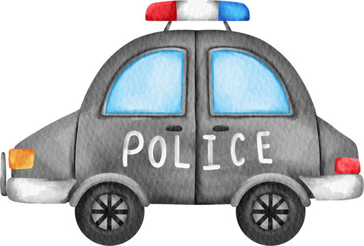 watercolor police car