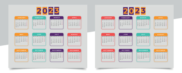 Modern style new year 2023 calendar design background