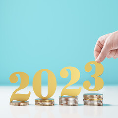 Happy New Year background. Financial start to the year 2023.